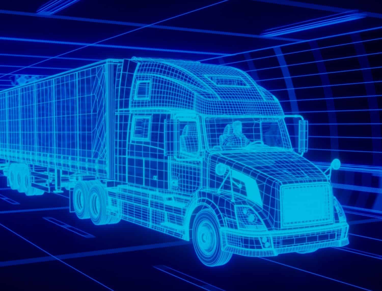 A model of a semi truck representing freight digitization