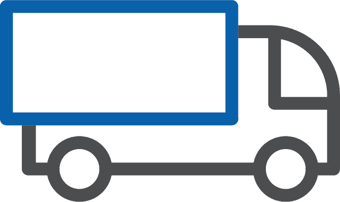 Secure logistics transportation truck icon representing supply chain management and logistics technology solutions.