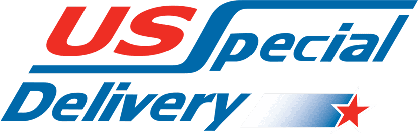 US Special Delivery logistics and shipping service logo, emphasizing fast, reliable delivery solutions with patriotic American imagery and bold typography.