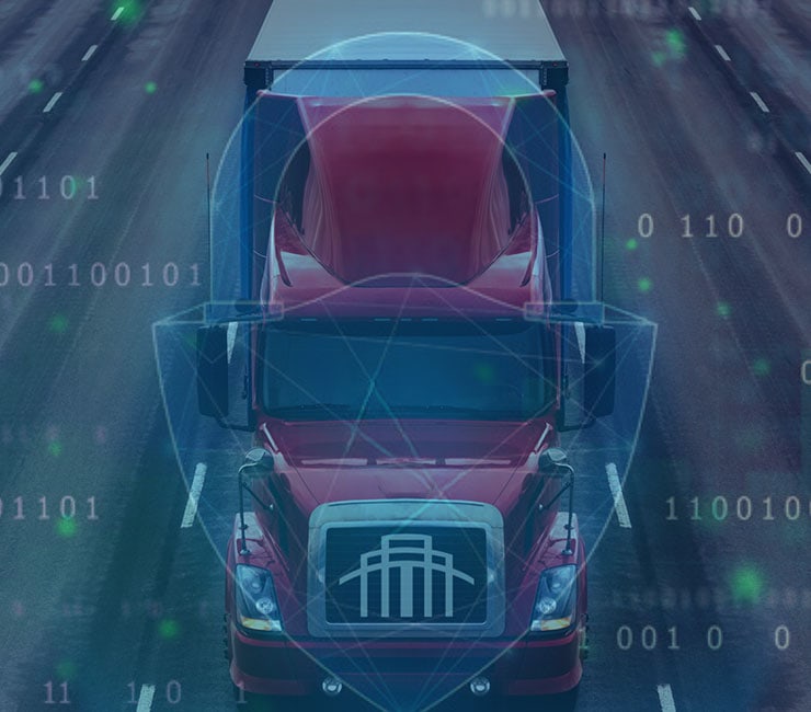 Self-driving truck with digital overlay and data analytics for transportation logistics and fleet management.