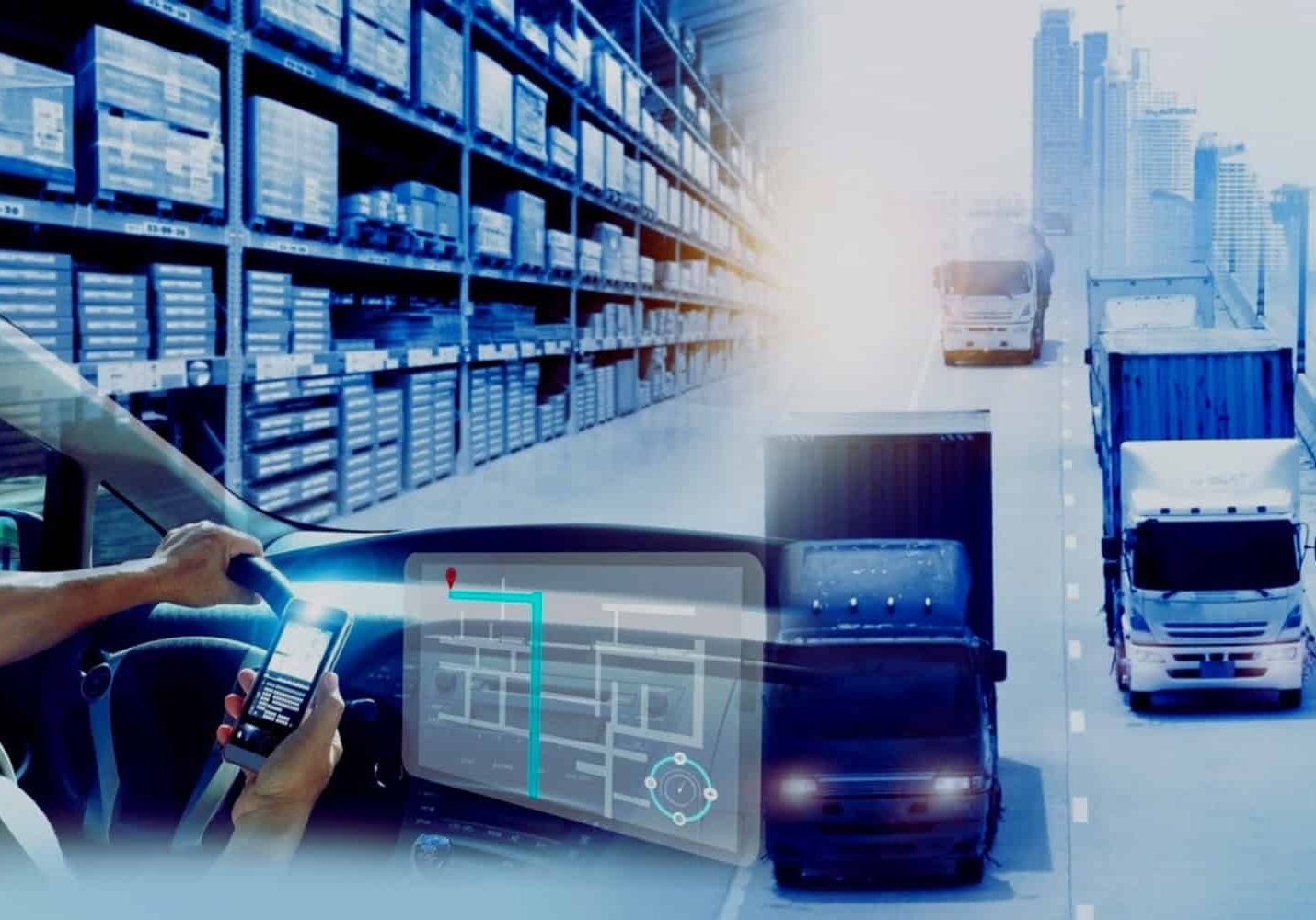 Concept of OTR freight shipment tracking from pickup to delivery